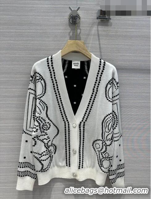 Buy Fashionable Hermes Wool & Silk Cardigan H7518 White 2023