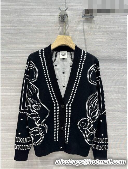 ​Most Popular Hermes Wool & Silk Cardigan H7519 Black 2023