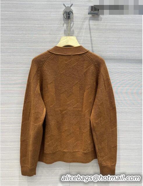 Top Quality Hermes Cashmere & Wool Cardigan H7603 Brown 2023