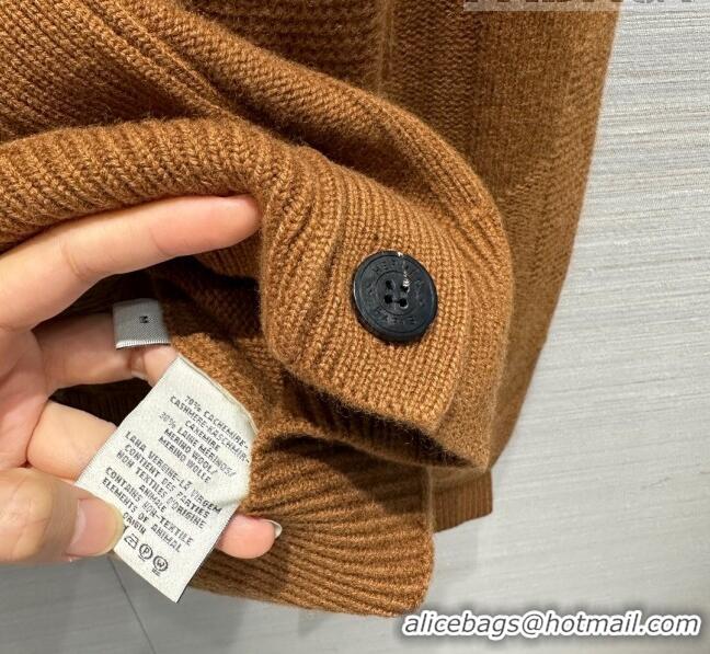 Top Quality Hermes Cashmere & Wool Cardigan H7603 Brown 2023