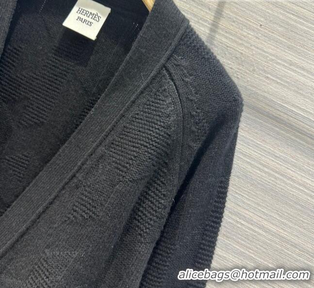 ​Most Popular Hermes Cashmere & Wool Cardigan H7604 Black 2023