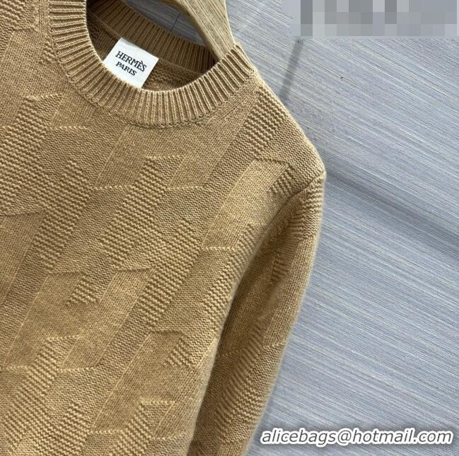 ​Good Product Hermes Cashmere & Wool sweater H7606 Brown 2023