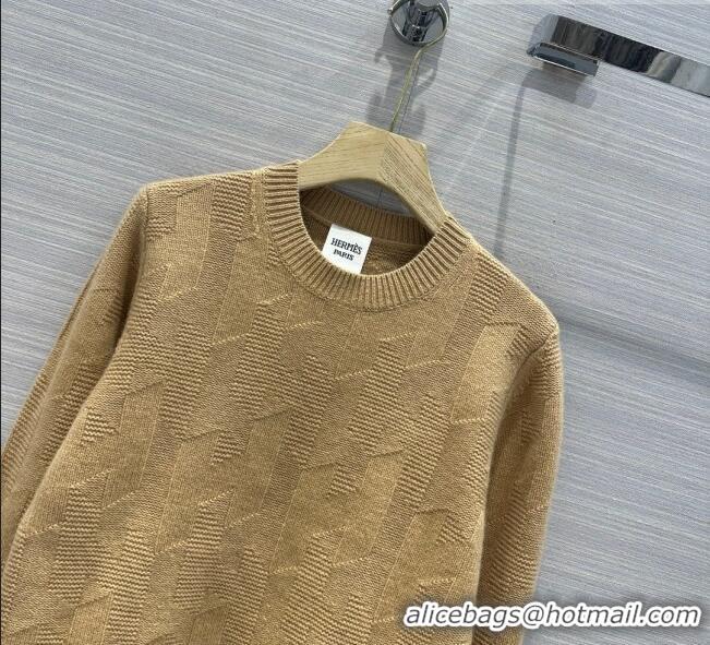 ​Good Product Hermes Cashmere & Wool sweater H7606 Brown 2023