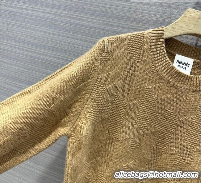 ​Good Product Hermes Cashmere & Wool sweater H7606 Brown 2023