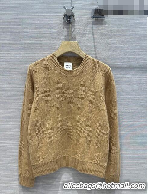 ​Good Product Hermes Cashmere & Wool sweater H7606 Brown 2023