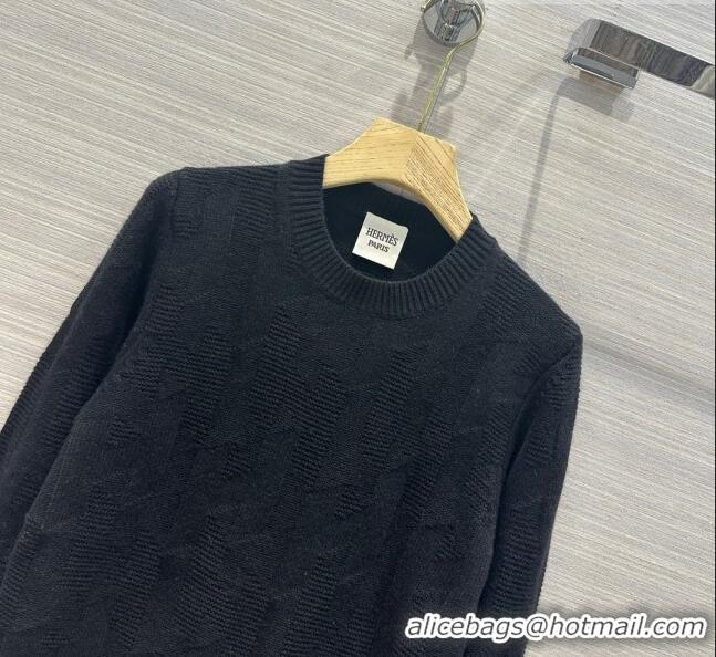 ​Low Cost Hermes Cashmere & Wool sweater H7607 Black 2023