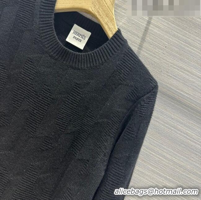 ​Low Cost Hermes Cashmere & Wool sweater H7607 Black 2023