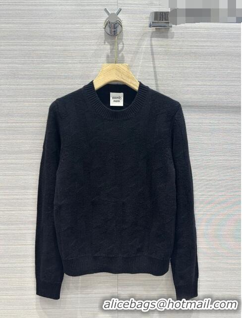 ​Low Cost Hermes Cashmere & Wool sweater H7607 Black 2023