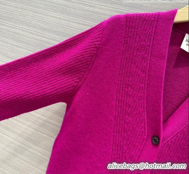 Modern Classic Hermes Cashmere & Wool Cardigan H7608 Rosy 2023