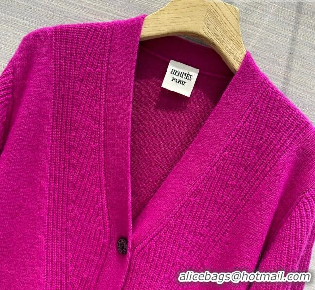 Modern Classic Hermes Cashmere & Wool Cardigan H7608 Rosy 2023