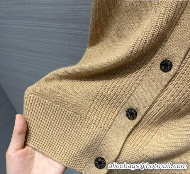 New Design Hermes Cashmere & Wool Cardigan H7609 Brown 2023