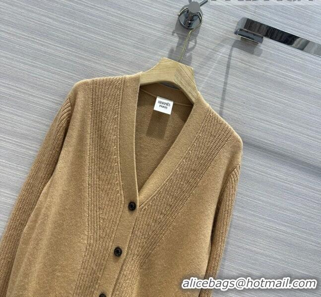 New Design Hermes Cashmere & Wool Cardigan H7609 Brown 2023