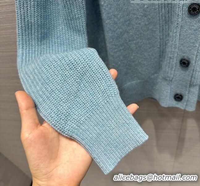 ​Affordable Price Hermes Cashmere & Wool Cardigan H7610 Blue 2023