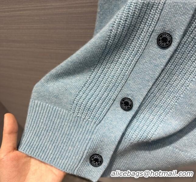 ​Affordable Price Hermes Cashmere & Wool Cardigan H7610 Blue 2023