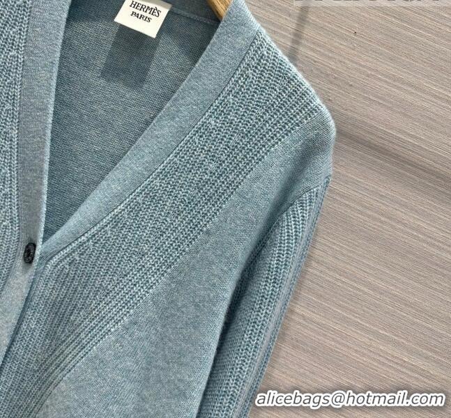 ​Affordable Price Hermes Cashmere & Wool Cardigan H7610 Blue 2023