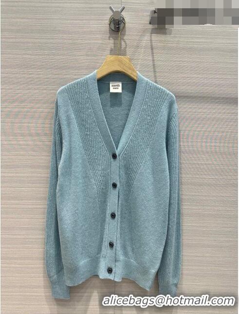 ​Affordable Price Hermes Cashmere & Wool Cardigan H7610 Blue 2023