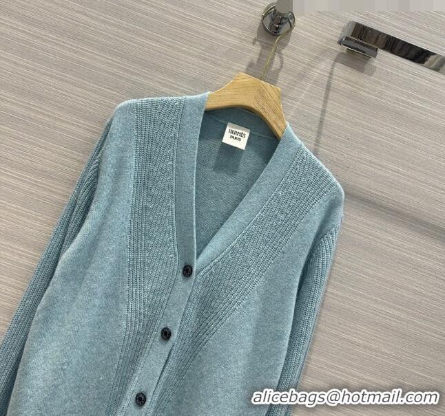 ​Affordable Price Hermes Cashmere & Wool Cardigan H7610 Blue 2023