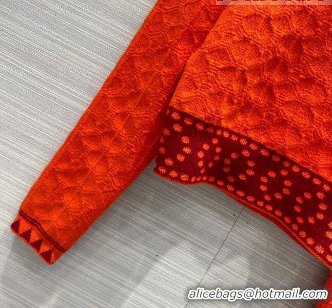 ​Best Quality Hermes Cashmere Sweater H71216 Orange Red 2023