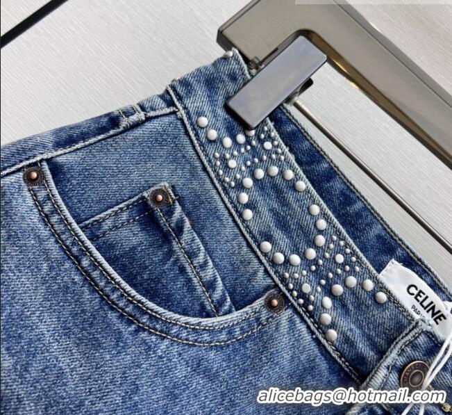 ​Buy New Cheap Celine Denim Shorts C71702 Blue 2023