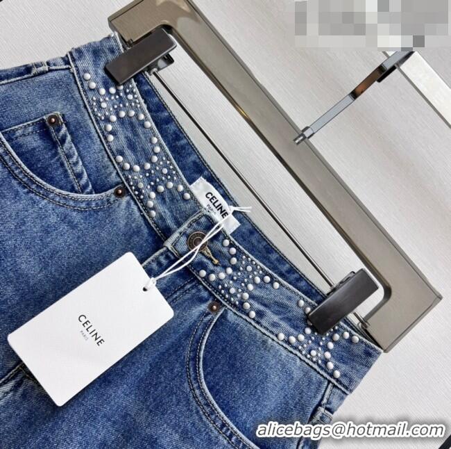 ​Buy New Cheap Celine Denim Shorts C71702 Blue 2023