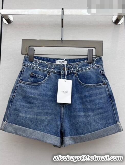 ​Buy New Cheap Celine Denim Shorts C71702 Blue 2023