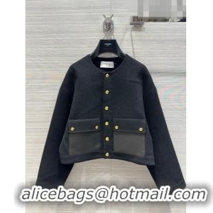 Grade Quality Celine Wool& Cashmere Short Coat C9907 Black 2023