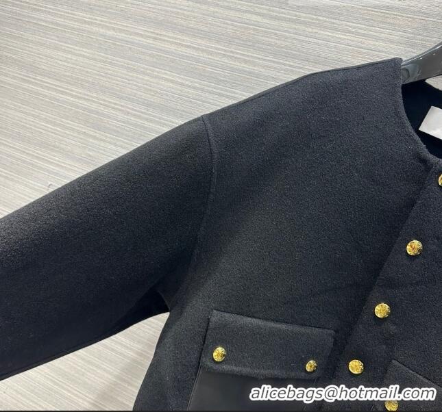 Grade Quality Celine Wool& Cashmere Short Coat C9907 Black 2023