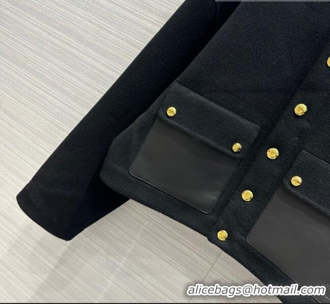 Grade Quality Celine Wool& Cashmere Short Coat C9907 Black 2023