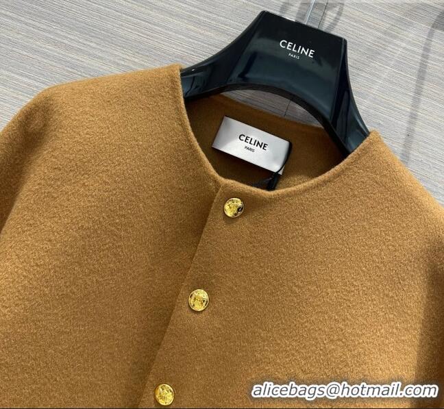 Well Crafted Celine Wool& Cashmere Short Coat C9908 Brown 2023