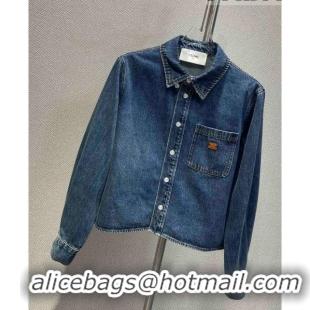 Shop Inexpensive Celine Denim Shirt C91201 Blue 2023