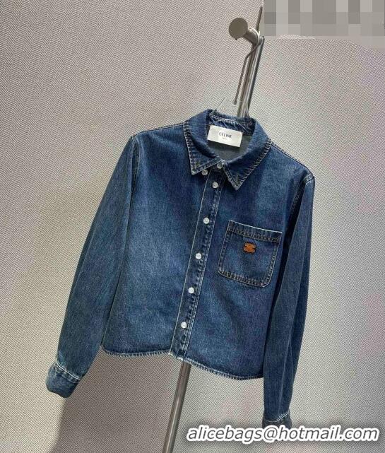 Shop Inexpensive Celine Denim Shirt C91201 Blue 2023