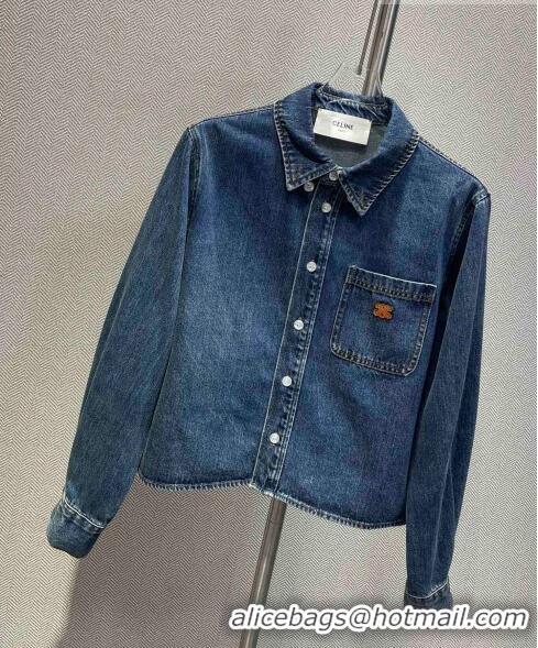 Shop Inexpensive Celine Denim Shirt C91201 Blue 2023