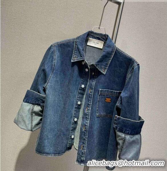 Shop Inexpensive Celine Denim Shirt C91201 Blue 2023