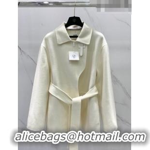 ​Pretty Style Hermes Cashmere Coat H91431 White 2023