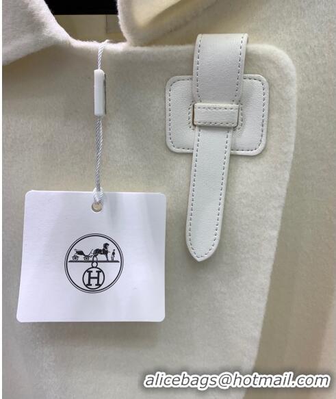 ​Pretty Style Hermes Cashmere Coat H91431 White 2023