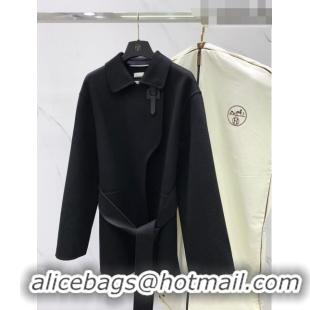 Good Taste Hermes Cashmere Coat H91432 Black 2023