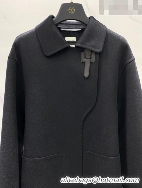 Good Taste Hermes Cashmere Coat H91432 Black 2023