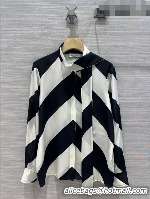 Top Quality Valentino Silk Shirt V92725 White/Black 2023