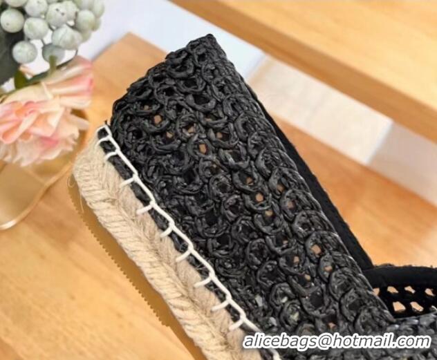 Hot Style Prada Crochet Espadrilles Flat Black 704071