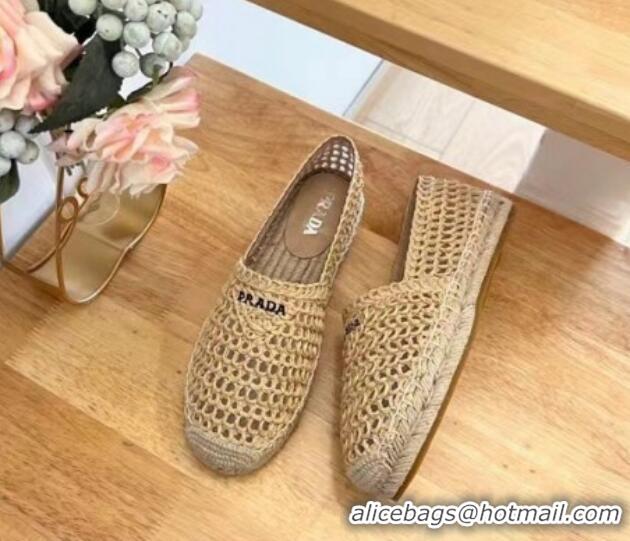 Unique Discount Prada Crochet Espadrilles Flat Beige 704072