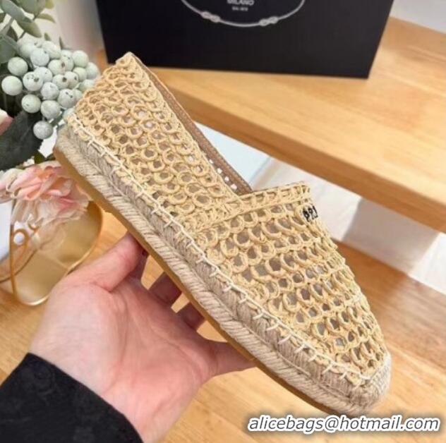 Unique Discount Prada Crochet Espadrilles Flat Beige 704072