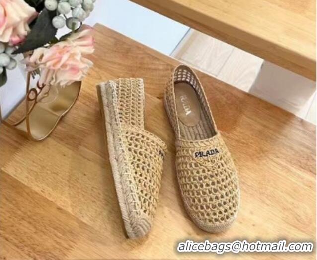 Unique Discount Prada Crochet Espadrilles Flat Beige 704072