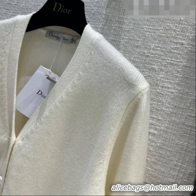 Luxury Cheap Dior Cashmere Cardigan D102002 White 2023