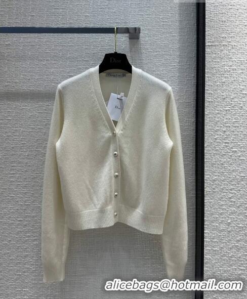 Luxury Cheap Dior Cashmere Cardigan D102002 White 2023