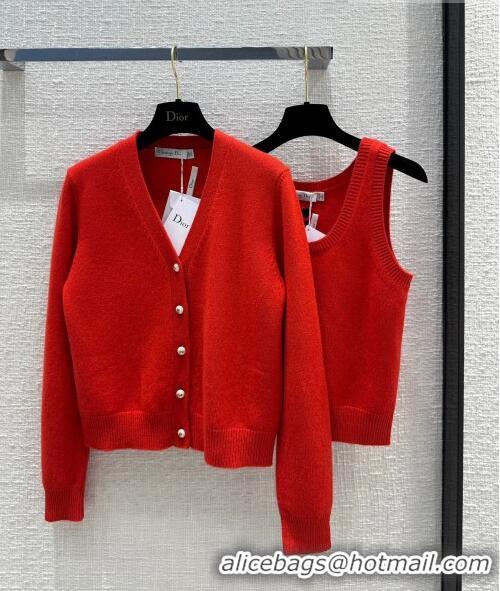 Buy Discount Dior Cashmere Cardigan D102006 Red 2023