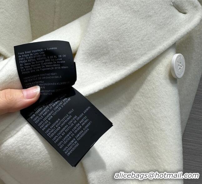 Good Product Prada Cashmere Short Coat P102008 White 2023