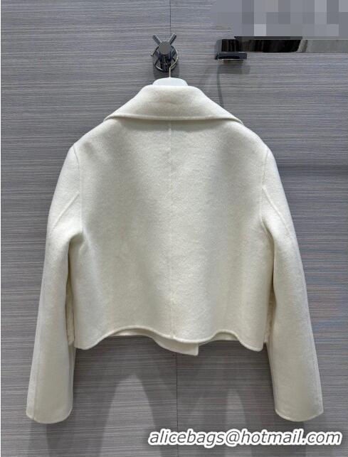 Good Product Prada Cashmere Short Coat P102008 White 2023