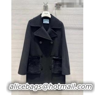 Promotional Prada Cashmere Coat P102009 Black 2023