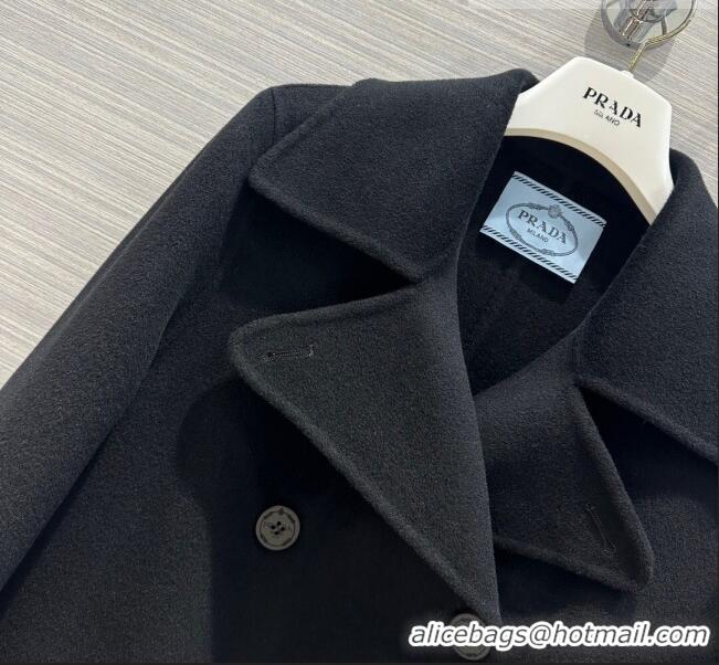 Promotional Prada Cashmere Coat P102009 Black 2023