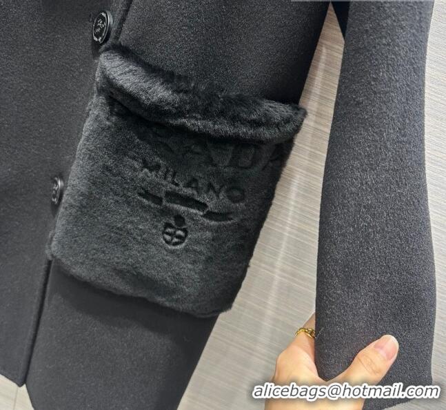 Promotional Prada Cashmere Coat P102009 Black 2023